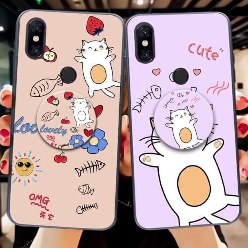 AriBag Stand Silicone Case For Xiaomi Mi Mix 2S / MI MIX 2 Mix2 Cute Cat Skin Back Cover For Xiaomi Mi Mix 3 Mix3