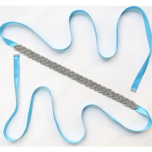 Wedding Belt Applique Rhinestones Bridal Trim Handmade Hot Fix for DIY Wedding Dresses Belts and Sashes - Silver B16