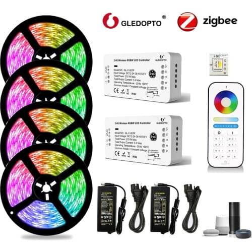 Zigbee 4in1 Led Strip 12V RGBW RGBWW 5050SMD Dimmable Flexible Light+Pro Controller+Remote+Power Echo Plus Voice Control fr H*ue