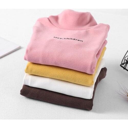 Men and women baby bottoming plus velvet thickening autumn and winter new high collar sweater baby long sleeve baby shirt