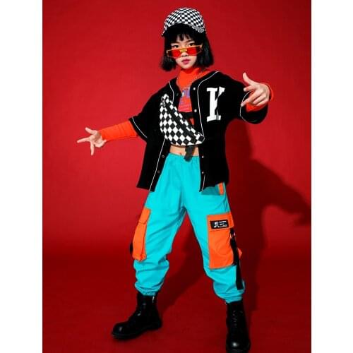 Hip Hop Dance Costumes Kids Catwalk Jazz Performance Clothes Stage Rave Outfit Long Sleeve Street Dance Practice Wear AYY077