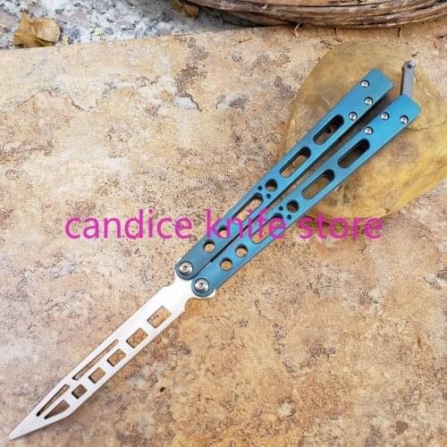 The One EX-10 EX10 Butterfly Trainer Knife 440 Blade Titanium Handle Bushing System EDC Jilt Knife Free-swinging Pocket Knife