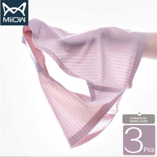 MiiOW Seamless Ice Silk Sexy Lace Low-waist Underwear Womens Cotton Crotch Antibacterial Girl Student Breathable Briefs