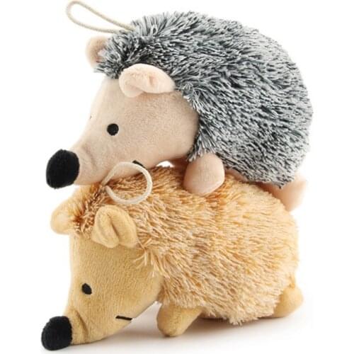Funny Cute Hedgehog Pet Plush Animal Doll Puppy Bite Resistant Molar Chew Squeak Toy For Dogs Teeth Cleaning Pet Supplies