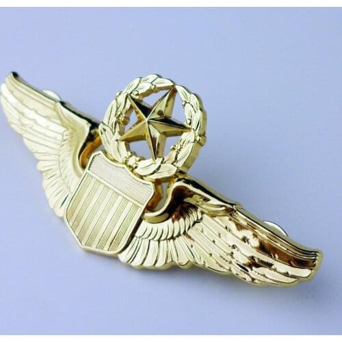 Golden US Air Force Pilots Wings Badge Pin Insignia Metal 3.0'' Military Store