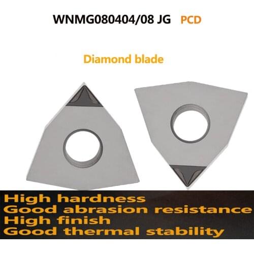 1pc WNMG080404 JG WNMG080408 JG PCD Insert High hardness WNMG diamond blade CNC Lathe cutter tool for Alunimum Copper Processing