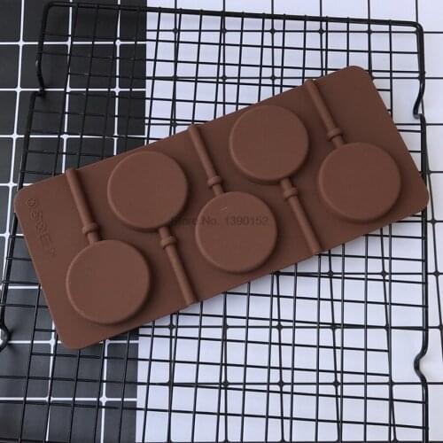 100pcs 5 Hole Large Round Lollipop Silicone Mold Chocolate Candy Cake Baking Mold Soap Form Cake Baking Ice Tray Bakeware Mould
