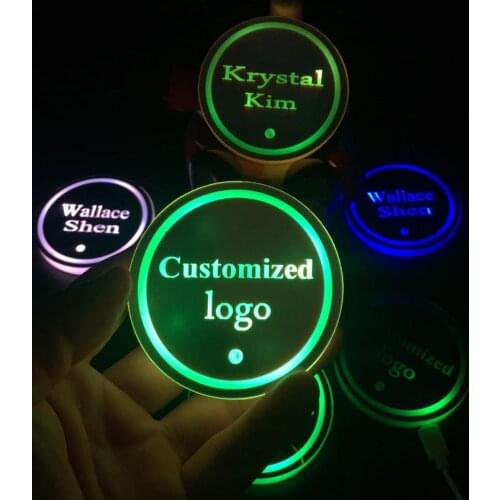 2X Led Car Logo Cup Light UBS Car Atmosphere Light Colorful Water Coaster For Mini Cooper Countryman F54 F55 F60 R55 R56 R60 R61