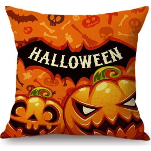 2018 Hand Painting Cartoon Pumpkin Halloween Decoration Pillow Case Happy Halloween Party Cotton Linen Square Sofa Cushion Cover