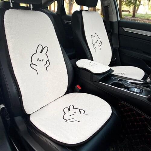 2021 Winter Plush Four Seasons Ins Cartoon Lamb wool Pig Rabbit Seat Cover Three-piece Car Seat Cushion Universal