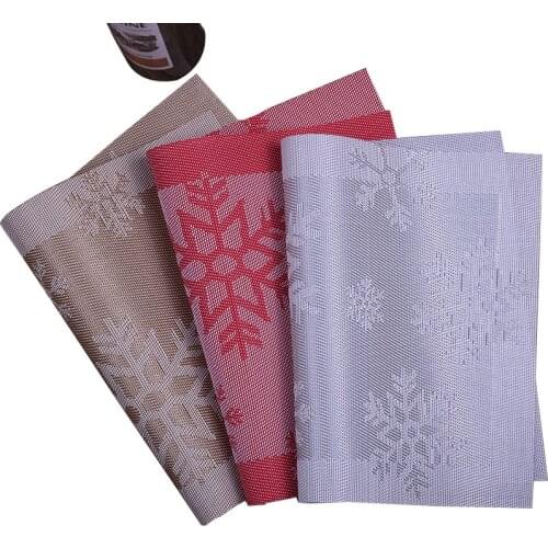 4 pcs Fashion PVC napkin insulation pad Rectangular European non-slip Christmas series table decoration pad Easy to clean