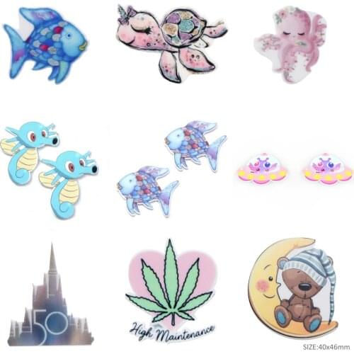 5PCS Fish Octopus Resin Flatback For Hair Bows Custom Cartoon Planar Resin Designs Crafts For DIY Phone Decorations,5Yc19712