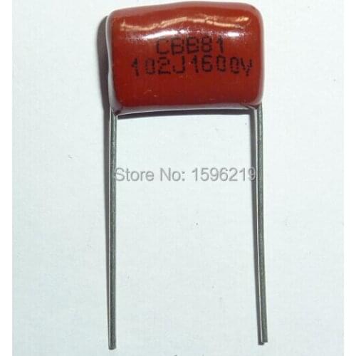50pcs CBB capacitor 102 1600V 102J 1.6KV 1000pF 1nF P15 CBB81 Metallized Polypropylene Film Capacitor