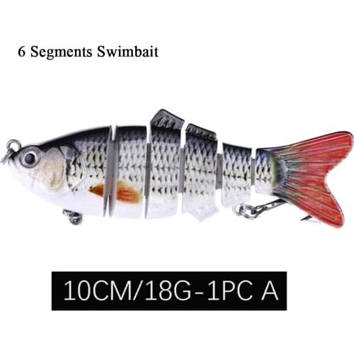 6 Segments 10cm 18g Glide Bait Lifelike Multi Jointed Swimbait 6# Hook Pike Muskie Salmon Pike Walleye Bass Sea Fishing Bait