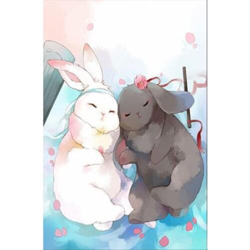 DIY Diamond Painting Cute Cartoon Animal Rabbit Full Square/Round Rhinestones Embroidery Mosaic Cross Stitch Home Decor JX425