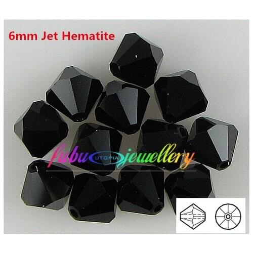 Free Shipping! 288pcs/Lot, AAA Chinese Top Quality 6mm Jet Black Crystal Bicone Beads