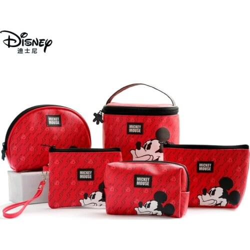 Disney cartoon Minnie Mickey fashion storage bag cosmetic bag pvc travel makeup mobile phone coin bag girl lady cute handbag