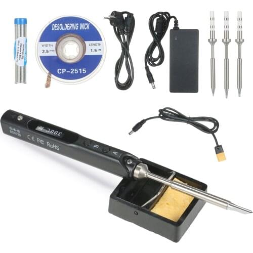 Electric Soldering Iron with LED Digital Intelligent Soldering Iron Kit with 19V Power Adapter and 4 Iron Heads Electric Iron