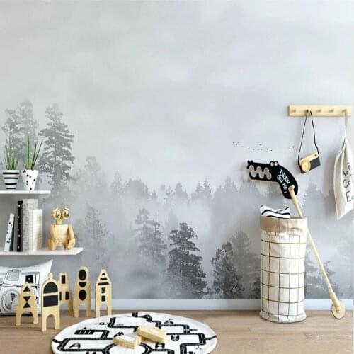 Custom Mural Wallpaper Modern Nordic Black And White Forest Landscape Wall Painting Living Room Bedroom Home Decor 3D Wallpapers