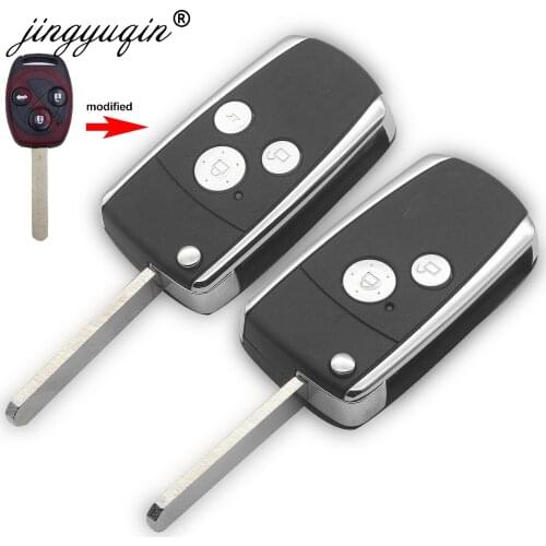 Jingyuqin Update 3 Buttons Car Remote Flip key shell Fob For HONDA Accord Civic CRV Pilot Fit CRV ODYSSEY Car Styling