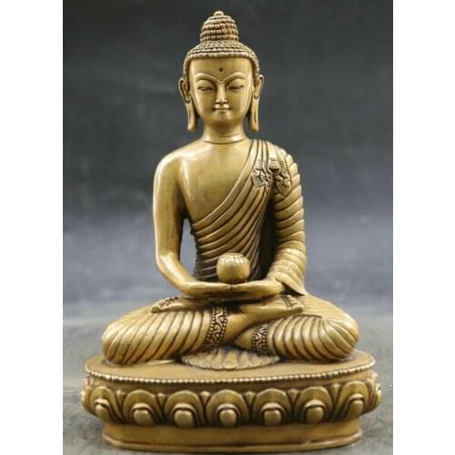 7" Chinese Tibetan Buddhism Bronze Shakyamuni Menla Medicine Buddha Sit Statue