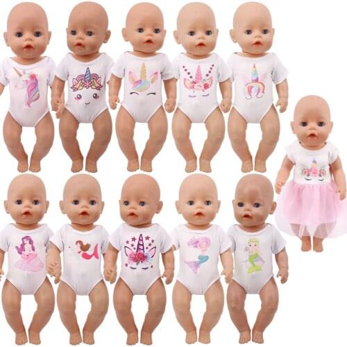 Doll Clothes Free Unicorn Mermaid Patterns Swimsuits Fit 18 Inch American of Girl`s&43Cm Baby New Born Doll Zaps Generation Toy