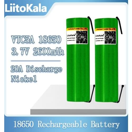 Liitokala VTC5A-N Max 40A Pulse 60A Original 3.6V battery 18650 rechargeable VTC5A 2600mAh High Drain 40A Battery