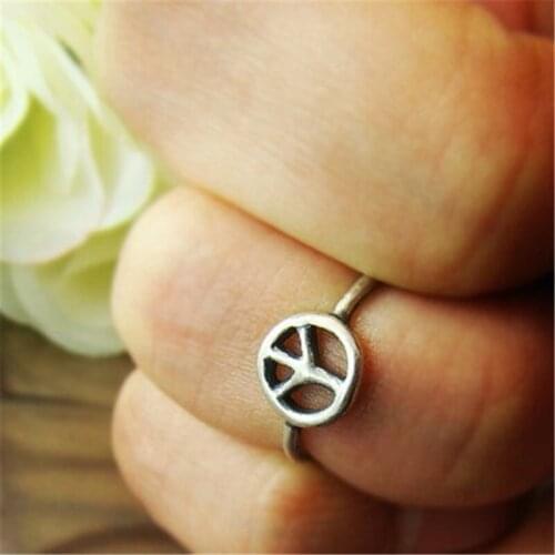 Fashion exclusive rings peace symbol rings Antique Plated ancient rings for women