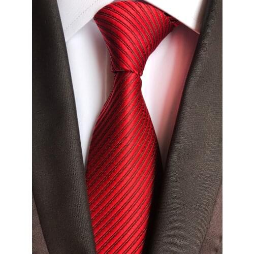 Red Color Men Striped Neck Ties Woven Handmade Tie Cravata Wholesale