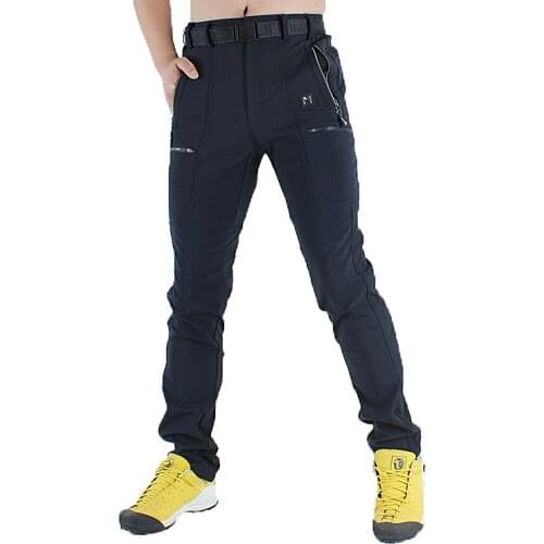 Men winter soft shell fleece slim hiking pants men`s Camping Trekking cycling windproof waterproof Elastic Pants mens trousers