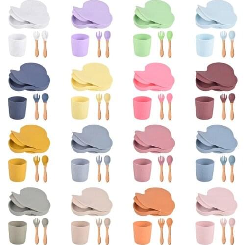 Toddler Baby Food Grade Silicone Tableware Set Car Shape Self Feeding Divided Suction Plate Dish with Lid Spoon Fork Cup Infant