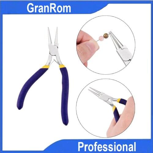 Nickel Iron Round Nose Pliers with Purple Curved Handle Carbon Steel Pliers DIY Handmade Jewelry Accessories Tools