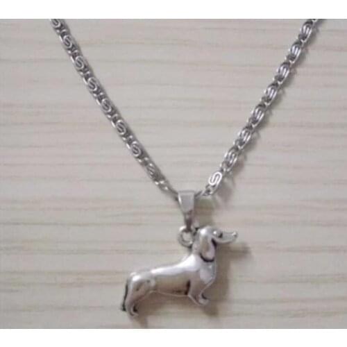 New Fashion Antique silver plated Dachshund Charm Amulet Pendant Necklace Jewelry Findings Friendship Gift 10PCS