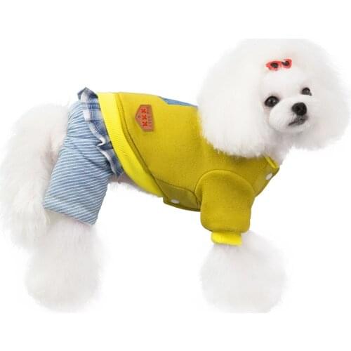 New Autumn Winter Dog Clothes For Small Dogs Boy Girl Teddy Yellow Fleece Keep Warm Thick Jumpsuits Puppy Outfit Pet Clothing