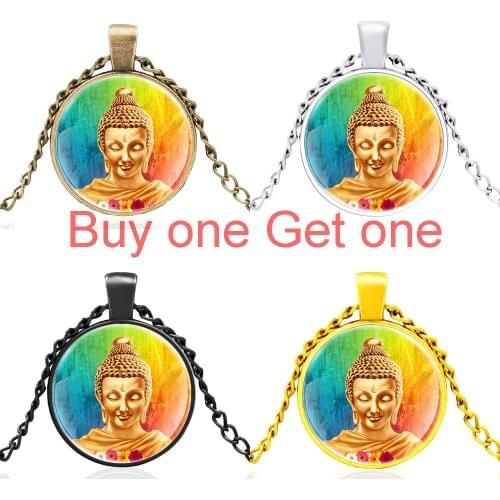 New Arrival Classic Buddha Symbol Glass Dome Buddhism Pendant Necklace Men Women Jewelry Accessories Gifts