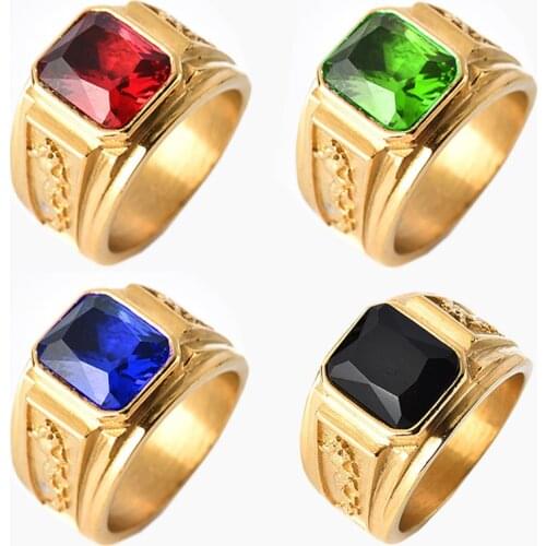 New Trendy Bohemian Geometric Crystal Inlaid Ring Mens Ring Austrian Rhinestone Inlaid Metal Ring Accessories Party Jewelry