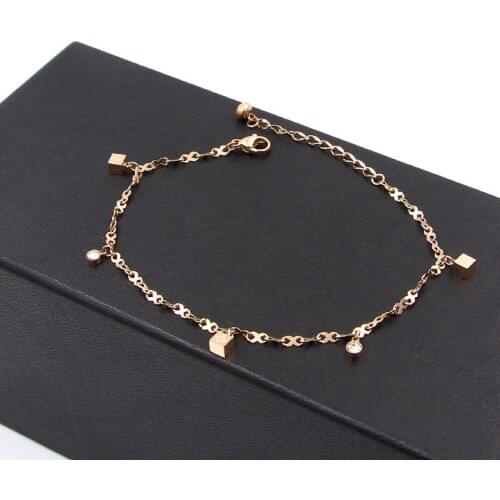 Fashion Titanium steel Anklet Rose Gold color foot Bracelet chain Jewelry for Women Wholesale Price,drop shipping