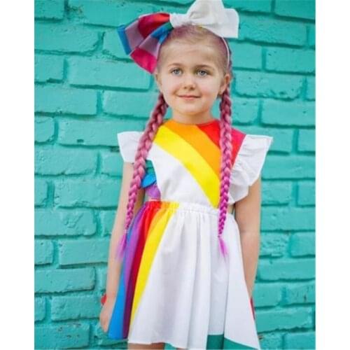 1-5T Toddler Kids Baby Girl Cute Princess Dress Elegant Rainbow Summer Striped Party Tutu Dress Cute Fashion Backless Sundress