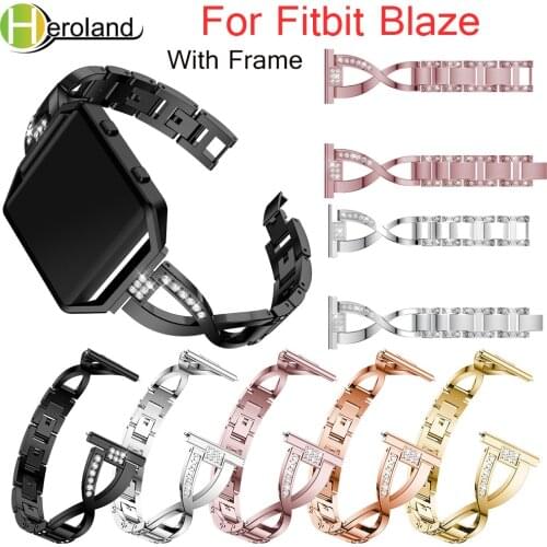 Stainless Steel Watch Band For Fitbit Blaze smart replacement watchband Wrist Strap For Fitbit Blaze bracelet With Rhinestone