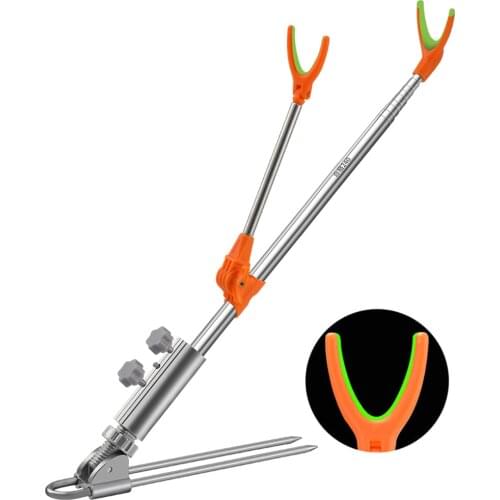 Foldable Fishing Rod Bracket Rack Pole Stand Holder Adjustable Flexible Stainless Steel Support Double Rods Fishing Tool X208G