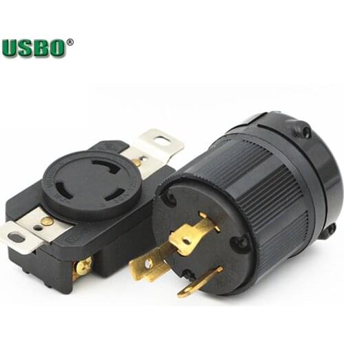 Assembled UL NEMA L6-30P L6-30R US 30A wired industry connector America Tripolar male female anti-loose locked plug socket