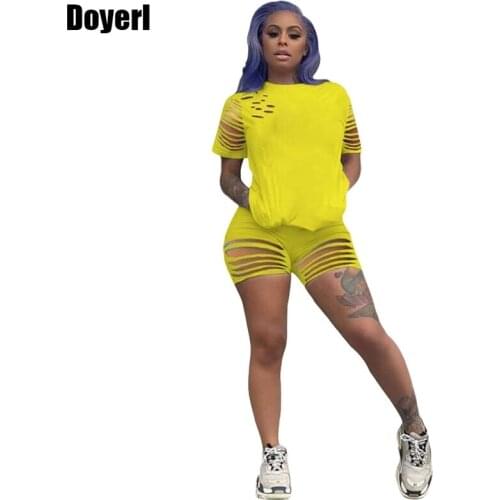 Sporty Casual Two Piece Set Women Clothing 2020 Summer Outfits Top and Shorts Set Tracksuit Joggers Womens 2 Piece Outfit Set