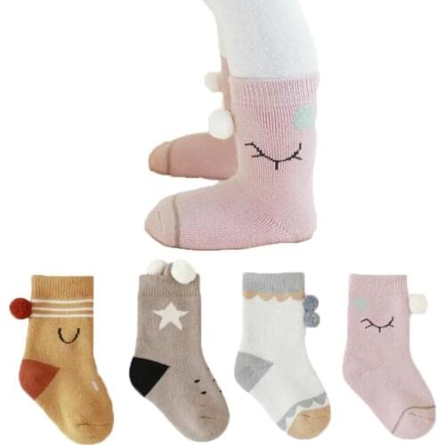Warm newborn socks Christmas thick terry baby boys socks cute smile face/star/horse design kids tubes socks for children Xmas