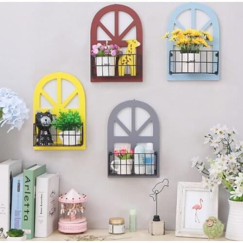 Vintage Wooden Wall shelf Bar Cafe Hotel Meter Box Nordic Living Room Bedroom Fake Window Small House Wall-mounted decor LF25