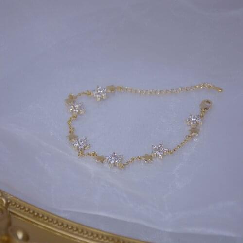 Japanese&Korea Fashion Brand Jewelry Zirconia Star Charm Bracelets Bangles Crystal Adjustable Bracelets for Women Gift