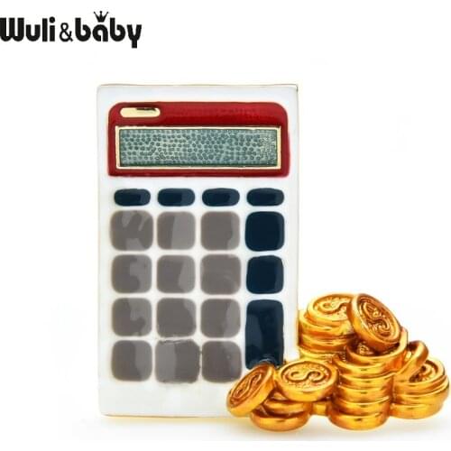 Wuli&baby Enamel Caculater Brooches Women Coin Party Casual Office Brooch Pins Gifts