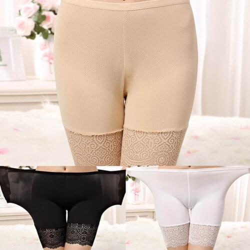 Summe Women Boyshorts Pants With Lace Pure Color Big Size Traceless Boxer Shorts Breathable for Women Mid-waist Safety Pants