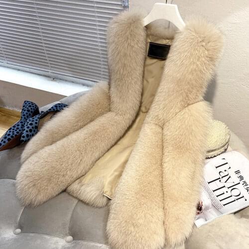 Women Faux Fur Vest Coat Autumn And Winter 2021 New Fur Female Mid-Long Imitate Fur Vest Fox Fur Vest Stitching Jacket Femme 760