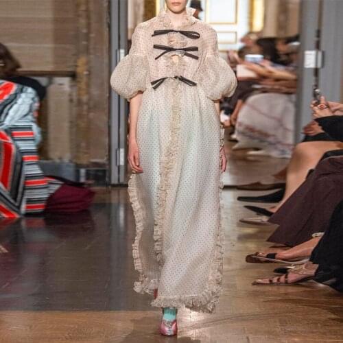 Women Dress Zanzea Vadim 2020 New Woman Dress Bellflower French Retro Palace Wind Lantern Sleeve Fungus Wave Point Long Summer