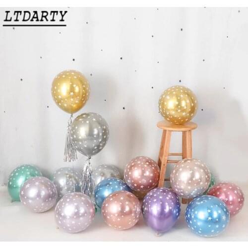 Golden Metal Balloon 12 Inch Transparent Balloon Latex Helium Balloon Happy Birthday Star Thick Balloon Party Decoration Ball